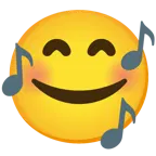 smiling face with hearts + musical notes