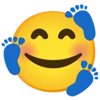 smiling face with hearts + footprints
