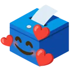 smiling face with hearts + ballot box with ballot