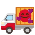 smiling face with hearts + delivery truck