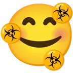 smiling face with hearts + biohazard