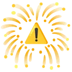 warning + fireworks