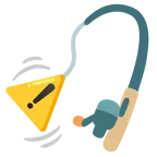 warning + fishing pole