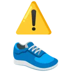 warning + running shoe