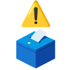 warning + ballot box with ballot
