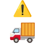 warning + delivery truck