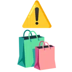 warning + shopping bags