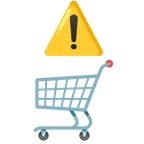 warning + shopping cart