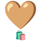 punto esclamativo a cuore + borse della spesa