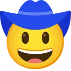 faccina con cappello da cowboy + cuore blu