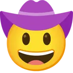 faccina con cappello da cowboy + cuore viola