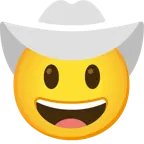 faccina con cappello da cowboy + cuore bianco