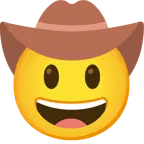 faccina con cappello da cowboy + cuore marrone