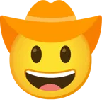 faccina con cappello da cowboy + cuore arancione