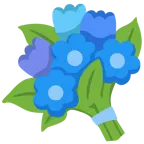 cuore blu + mazzo di fiori