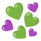 cuore verde + cuore viola