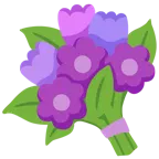 cuore viola + mazzo di fiori