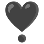 cuore nero + punto esclamativo a cuore