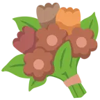 cuore marrone + mazzo di fiori
