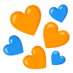 cuore arancione + cuore blu