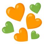 cuore arancione + cuore verde