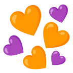 cuore arancione + cuore viola