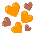 cuore arancione + cuore marrone