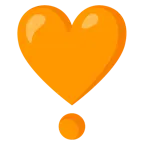cuore arancione + punto esclamativo a cuore