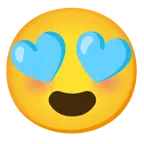 cuore azzurro + faccina con sorriso e occhi a cuore