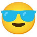 cuore azzurro + faccina con sorriso e occhiali da sole