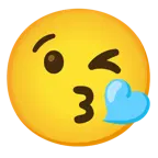 cuore azzurro + faccina che manda un bacio