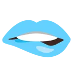 cuore azzurro + bocca che morde il labbro