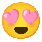 cuore rosa + faccina con sorriso e occhi a cuore