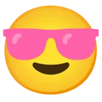 cuore rosa + faccina con sorriso e occhiali da sole