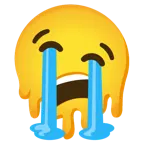 melting face + loudly crying face
