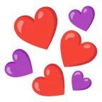 cuore rosso + cuore viola