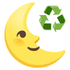 faccina ultimo quarto di luna + simbolo del riciclaggio