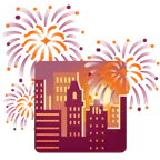 Feuerwerk + Sonnenuntergang in der Stadt
