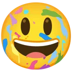 Mischpalette + grinsendes Gesicht mit großen Augen