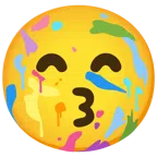 Mischpalette + küssendes Gesicht mit lächelnden Augen