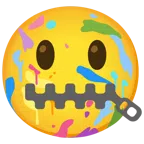 Mischpalette + Gesicht mit Reißverschlussmund