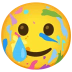 Mischpalette + lachendes Gesicht mit Träne