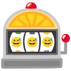 Spielautomat + grinsendes Gesicht mit Schweißtropfen
