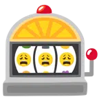 Spielautomat + erschöpftes Gesicht