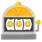 Spielautomat + errötetes Gesicht mit großen Augen