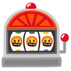 Spielautomat + Gesicht mit Symbolen über dem Mund