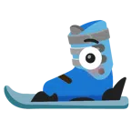 Ski + errötetes Gesicht mit großen Augen