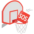 Basketball + SOS-Zeichen