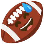 Football + grinsendes Gesicht mit Schweißtropfen