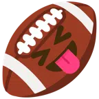 Football + Gesicht mit herausgestreckter Zunge und zusammengekniffenen Augen